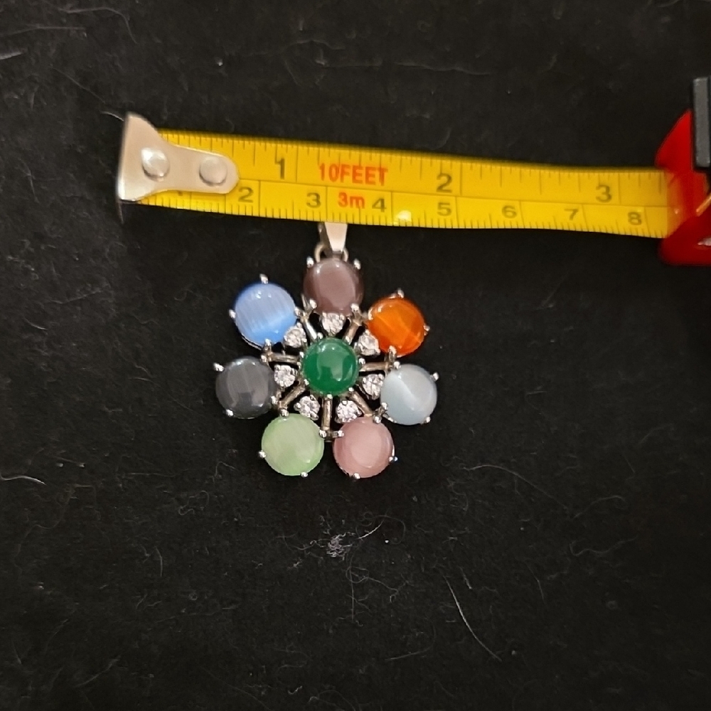 Multicolor Gemstone Flower Pendant